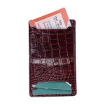 نمای داخلی جاکارتی چرم کروکو زرشکی زنانه