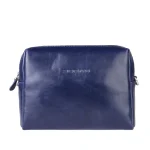 نمای رو به رو کیف چرم ادری زنانه رنگ سورمه ای