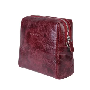 نمای بغل کیف چرم زرشکی زنانه مدل ادری