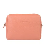 نمای رو به رو کیف چرم فلوتر زنانه رنگ گلبهی