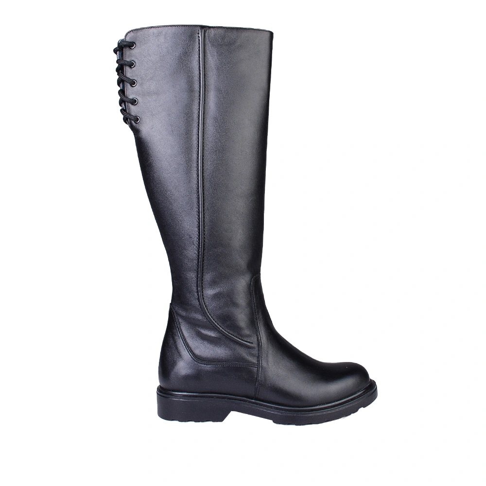 نمای بغل بوت بلند پشت بندی چرم زنانه