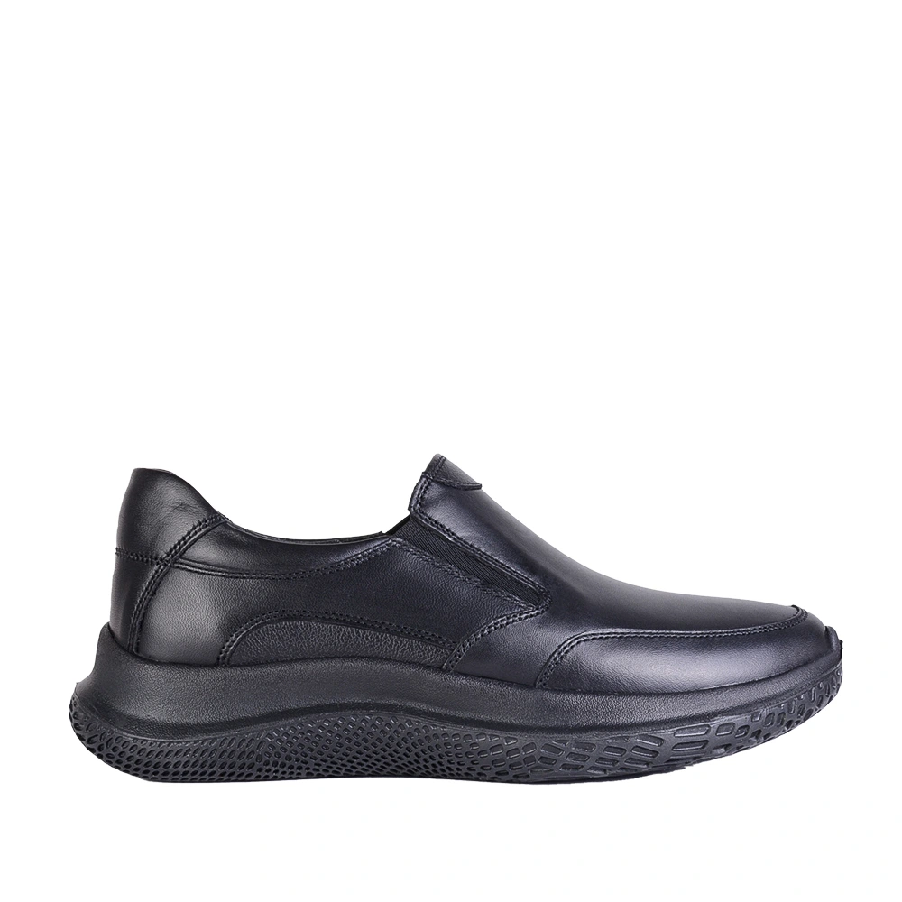 نمای بغل کفش طبی چرم زنانه پتی رنگ مشکی