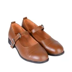 نمای رو به رو کفش چرم زنانه ۷۰۰۲ رنگ عسلی