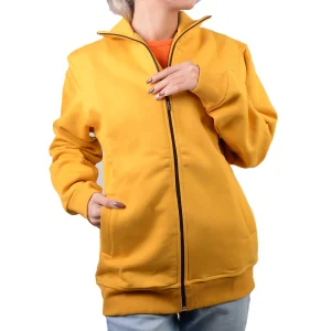 نمای رو به رو تن‌پوش سوییشرت یقه ایستاده یونیسکس رنگ زرد