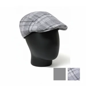 نمای رو به رو تن‌پوش کلاه باراتا چهارخونه مردانه طوسی