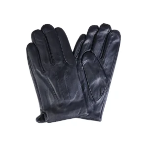 نمای رو به رو جفت دستکش چرم مردانه مشکی کد GL057