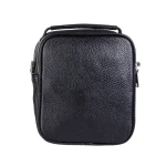 نمای پشت کیف چرم مردانه دو زیپ رنگ مشکی