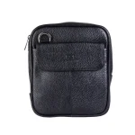 نمای رو به رو کیف چرم دو حالته مردانه رنگ مشکی