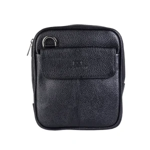 نمای رو به رو کیف چرم دو حالته مردانه رنگ مشکی