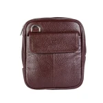 نمای رو به رو کیف چرم دو حالته مردانه قهوه‌ای