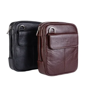نمای رو به رو کیف چرم مردانه دو حالته در هر دو رنگ