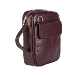 نمای بغل کیف چرم مردانه دو حالته رنگ قهوه‌ای