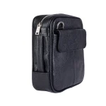 نمای بغل کیف چرم دو حالته مردانه رنگ مشکی