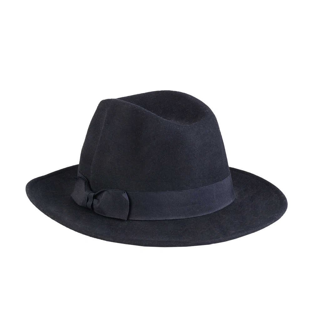 نمای رو به رو کلاه فدورا مشکی مردانه