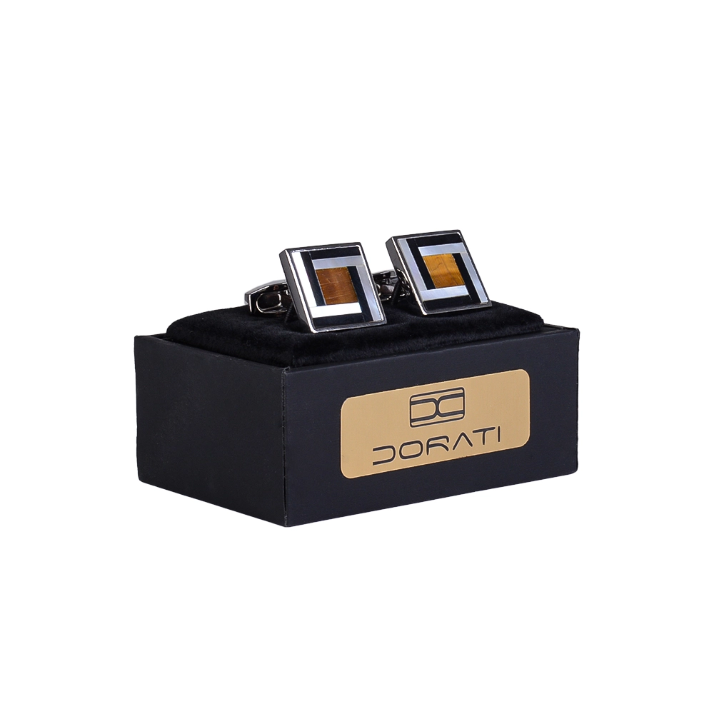 mens-cufflink-1502-1 نمای رو به رو دکمه سرآستین مربعی ۱۵۰۲ و هاردباکس کادویی