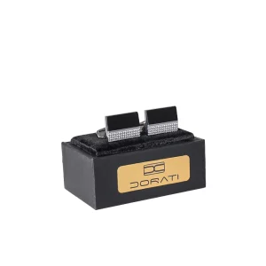 نمای رو به رو دکمه سرآستین مشکی سیلور ۱۵۱۸ با هاردباکس