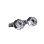 نمای رو به رو دکمه سرآستین سیلور گرد نگین دار ۱۵۲۳