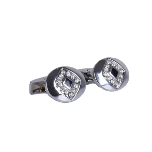 نمای رو به رو دکمه سرآستین سیلور گرد نگین دار ۱۵۲۳