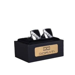 نمای رو به رو دکمه سرآستین مشکی سیلور ۱۵۲۵ با هاردباکس