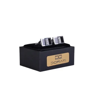 نمای رو به رو دکمه سرآستین مشکی سیلور نگین دار ۱۵۲۸ با هاردباکس