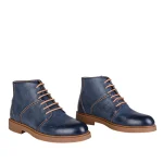 نمای رو به رو نیم بوت چرم مردانه سورمه‌ای کورنا