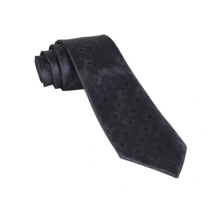 نمای نزدیک از کراوات مشکی طرح دار مدل 98137