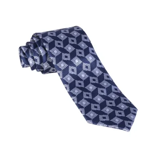 نمای نزدیک از کراوات سورمه ای طرح دار مدل 98135