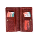 نمای داخلی جاکارتی کیف پول چرم لیزارد زنانه آلبالویی