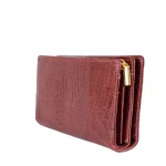 نمای بغل کیف پول چرم لیزارد زنانه البالویی