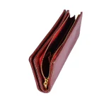 نمای بالا و داخلی از جای پول کیف پول چرم لیزارد زنانه آلبالویی