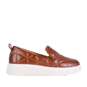 نمای بغل کفش طبی چرم زنانه ۲۳۷ رنگ عسلی