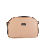 نمای رو به رو کیف دوشی چرم زنانه ۶۱۹ رنگ کرم