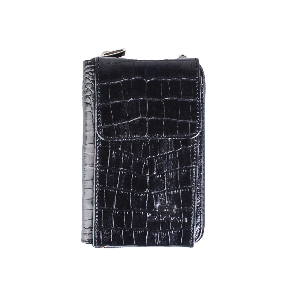 womens-leather-phone-case-bag2 نمای رو به رو کیف چرم جا موبایلی زنانه کروکو