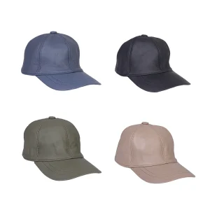 نمای رو به رو کلاه آفتابی چرم یونیسکس در چهار رنگ