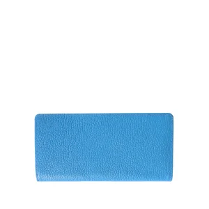 نمای رو به رو کیف پول چرم فلوتر زنانه رنگ آبی