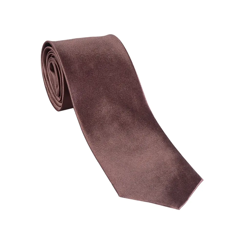 brown-tie-1 (1) نمای روبه رو از کراوات قهوه ای طرح ساده مدل 98148