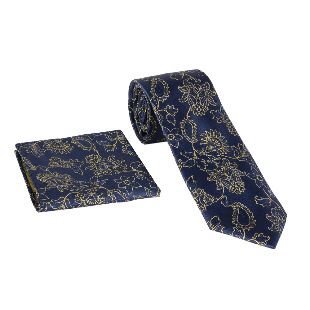 flower-terme-tie-1 (1) نمای رو به رو از ست کراوات و دستمال جیب طرح گل و ترمه مدل 98132