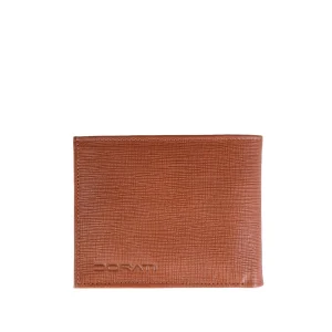 نمای رو به رو کیف پول جیبی چرم رنگ قهوه‌ای کد wa23