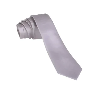 نمای رو به رو از کراوات ساده طوسی روشن مدل 98140