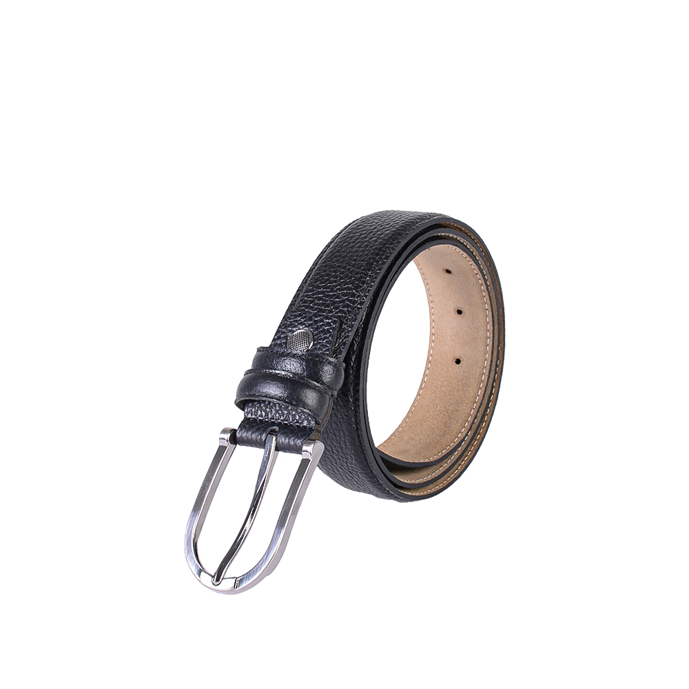 mens-belt-3500df-1 نمای رو به رو کمربند چرم مردانه رنگ مشکی کد 3500df