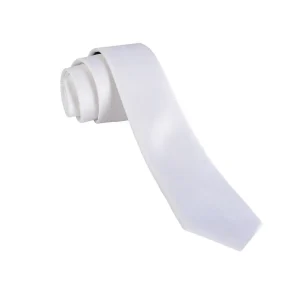 نمای رو به رو از کراوات سفید ساده مدل 98141