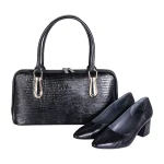 نمای رو به رو ست پیشنهادی کیف و کفش چرم لیزارد زنانه