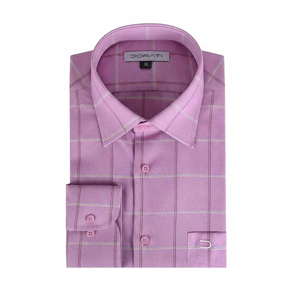 پیراهن مردانه رسمی راه‌راه صورتی روشن