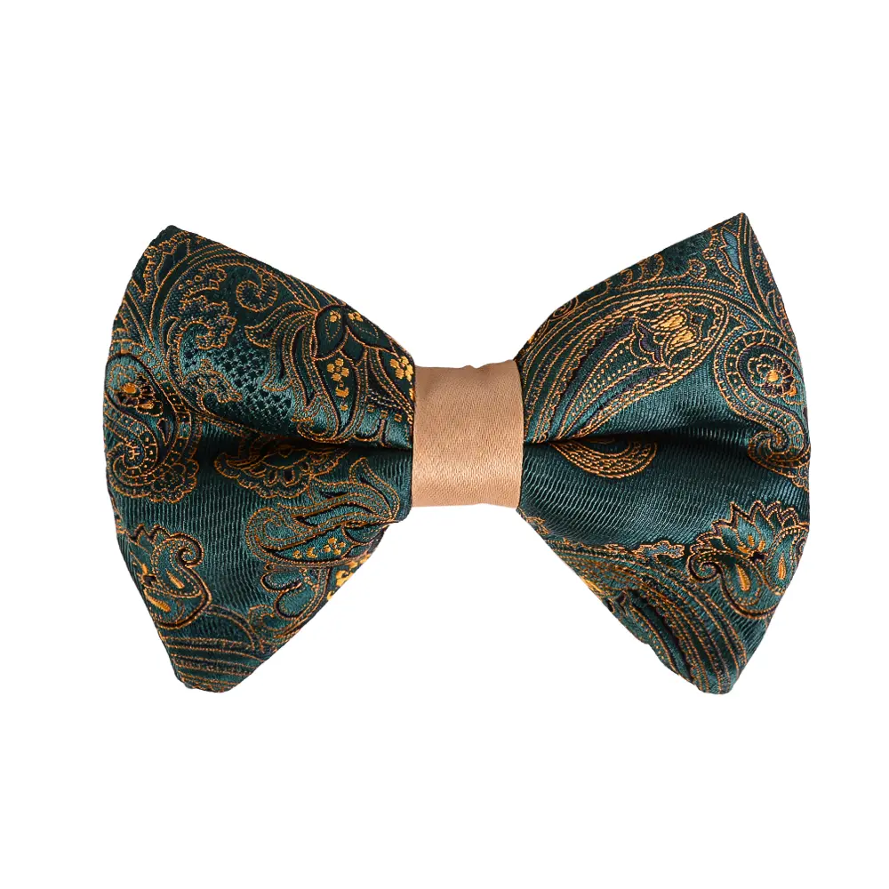 bow-tie-bt08-1 نمای بالا از پاپیون مشکی طلایی طرح بتهجقه bt08