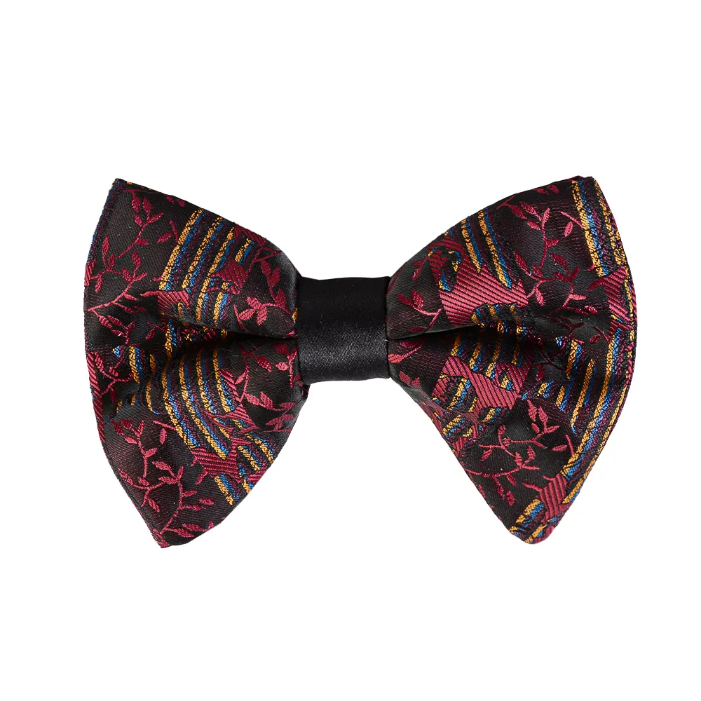 bow-tie-bt10-1 نمای بالا از پاپیون سورمهای طلایی طرح راهراه bt10