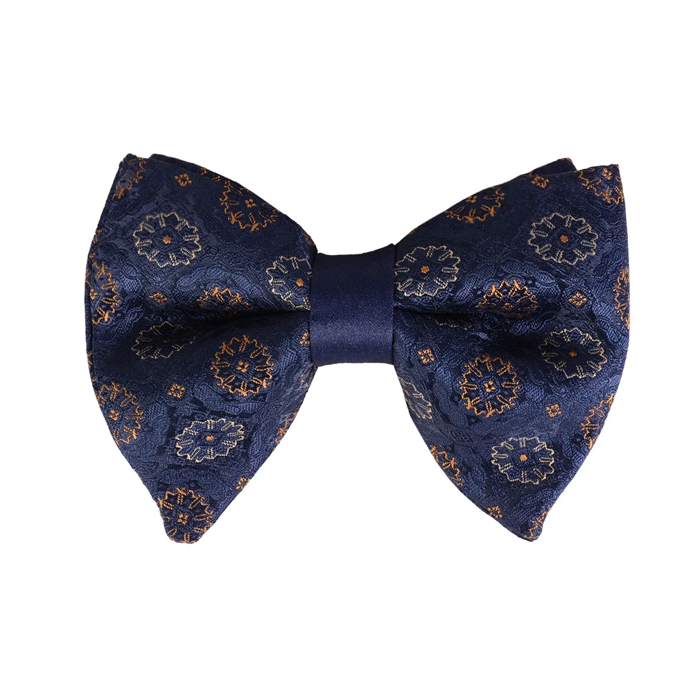 bow-tie-bt12-1 نمای بالا از پاپیون سورمه ای طرح شکوفه bt12