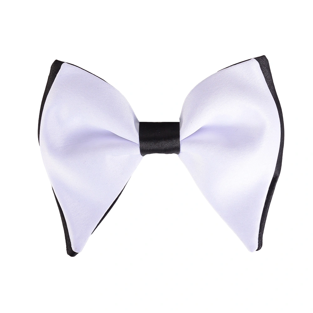 bow-tie-bt24-1 نمای بالا از پاپیون نوک تیز سفید و مشکی ساده