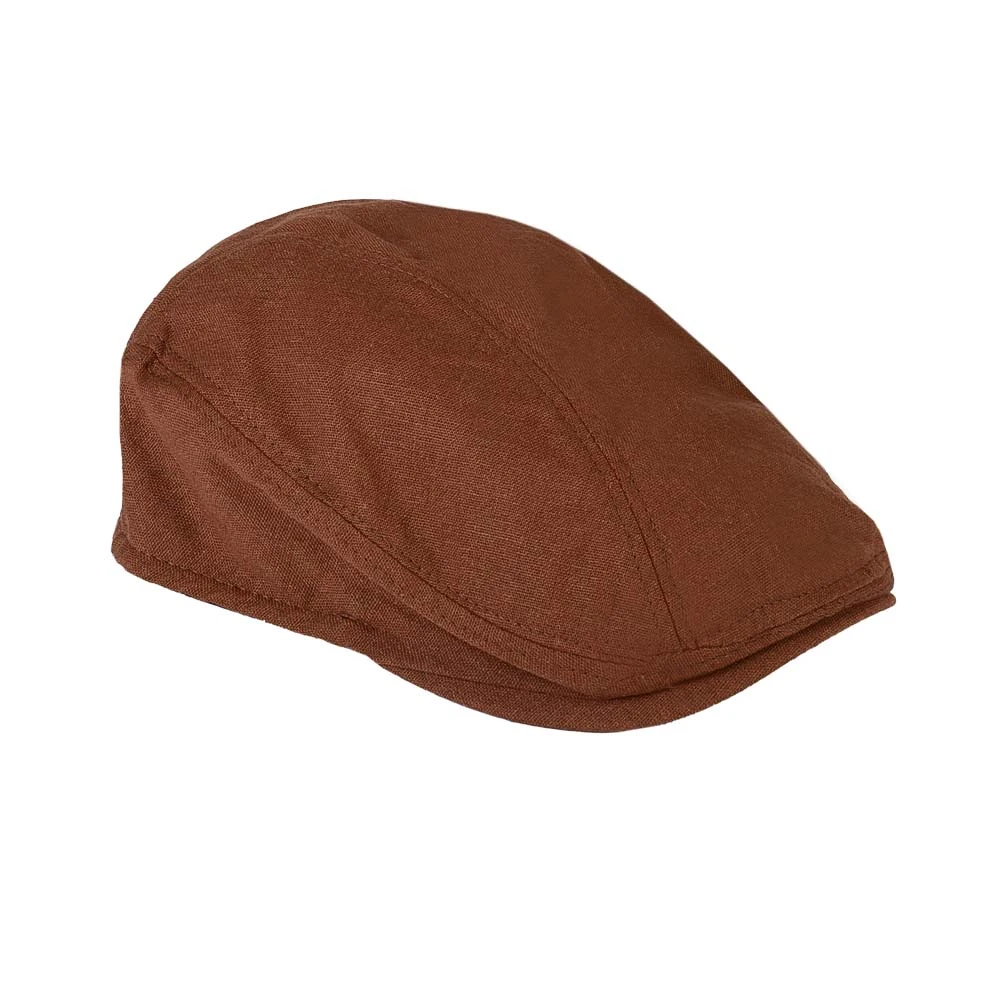 brown-linen-barata-hat-1 نمای رو به رو کلاه باراتا لینن قهوه ای