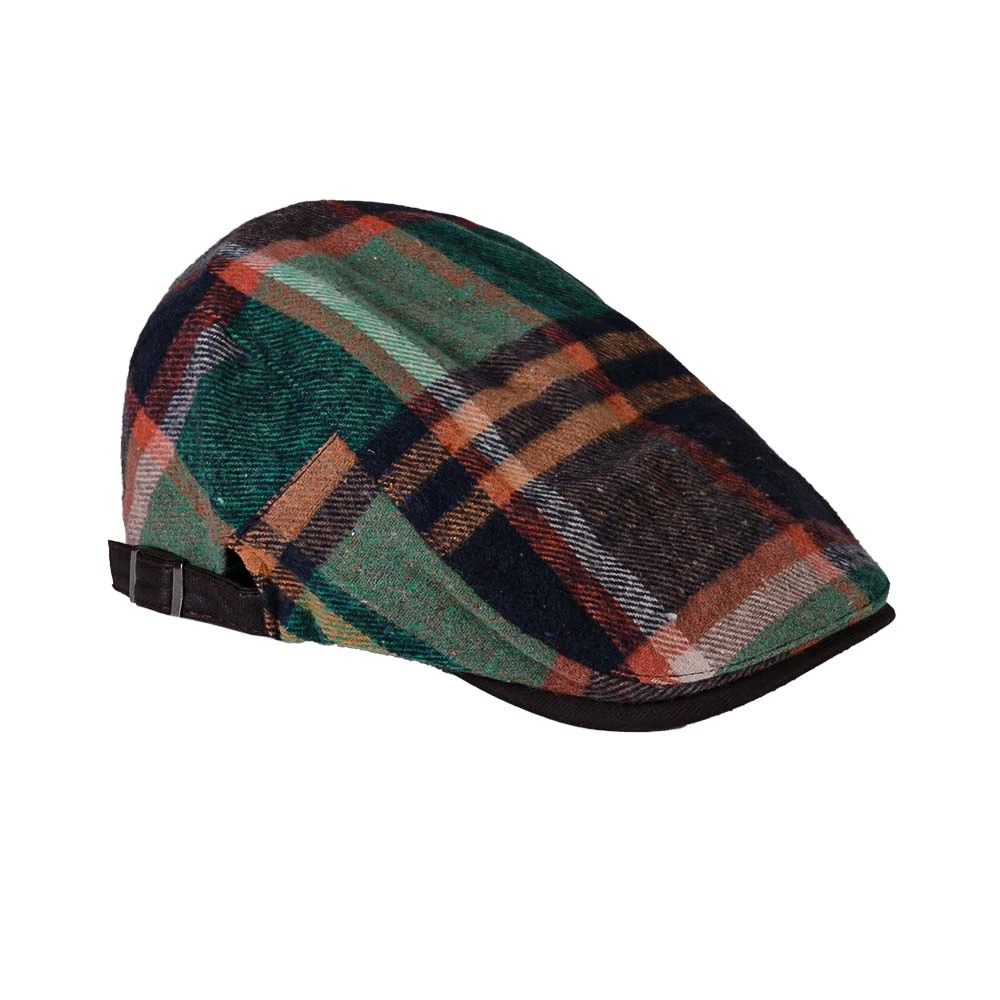 green-black-barata-hat-1 نمای رو به رو از کلاه باراتا مردانه چهارخونه سبز و مشکی